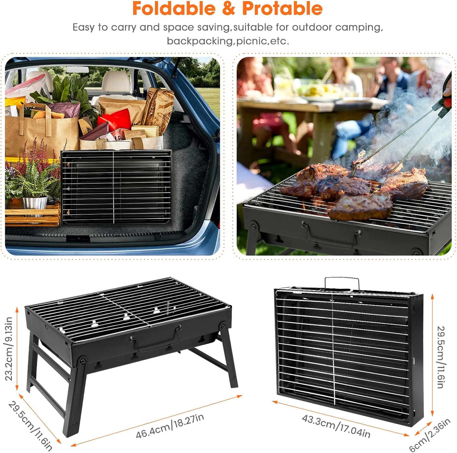 Thumbnail 1 de AGM Charcoal Barbecue: Portable Foldable BBQ Grill for Outdoor Cooking
