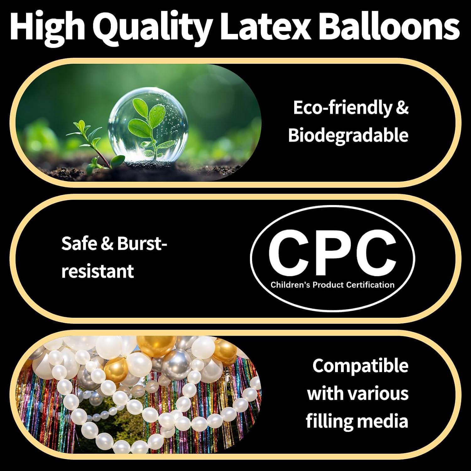Thumbnail 3 de QIKOOLAA 100-Piece Pearl White 6-Inch Linking Balloons for Party Decor