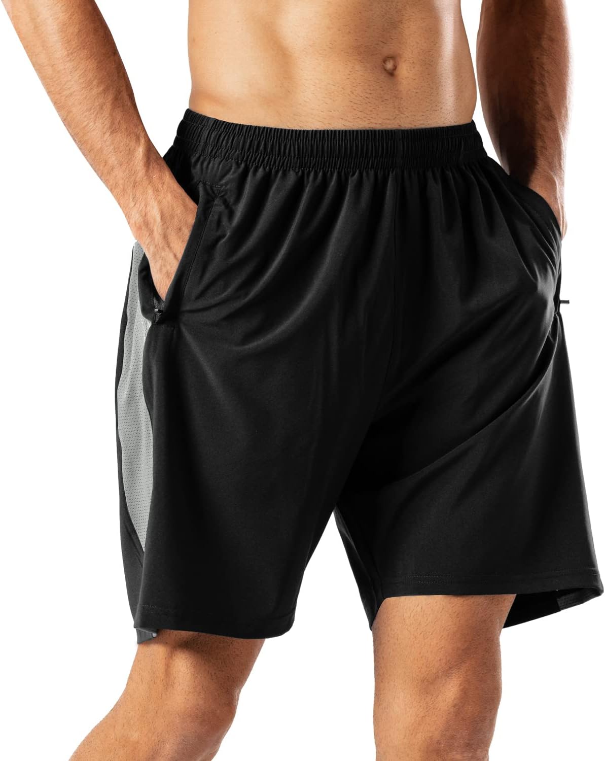 HMIYA Herren Sport Shorts — Schnell trocknend, mit Reißverschluss-Taschen