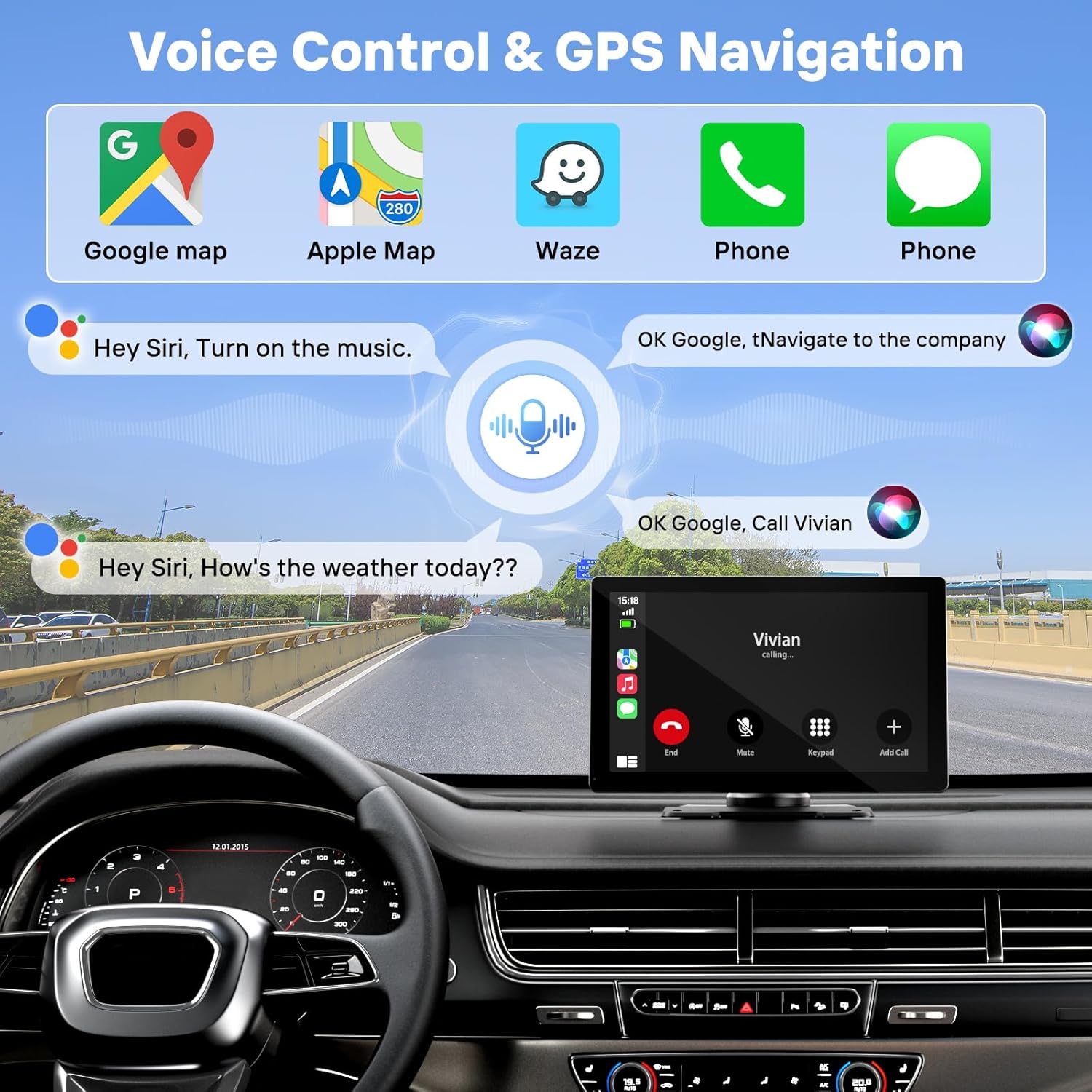 Thumbnail 2 de 9" Wireless CarPlay Screen with 4K Dash Cam