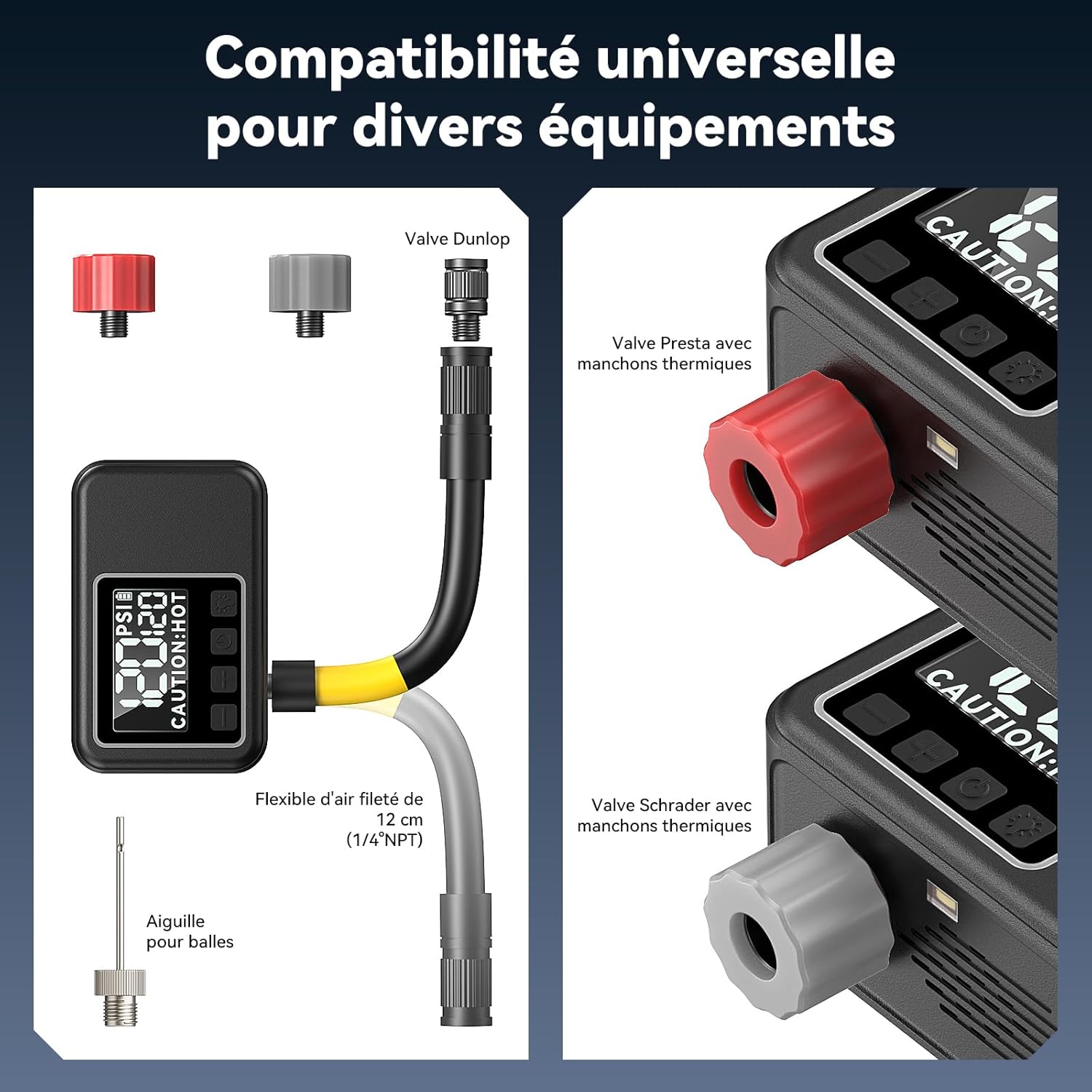 Detalle de Ecliptron Pompe à Vélo Électrique Tiny: pompe compacte avec manomètre et arrêt automatique