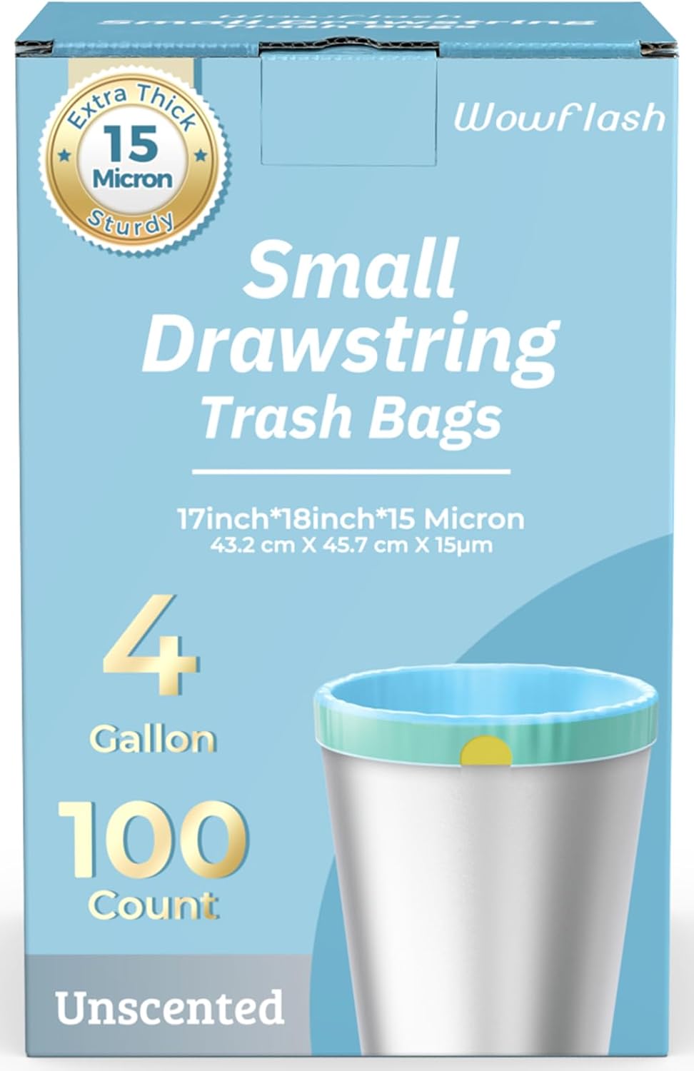 Detalle de Small Drawstring Trash Bags, 4 Gallon