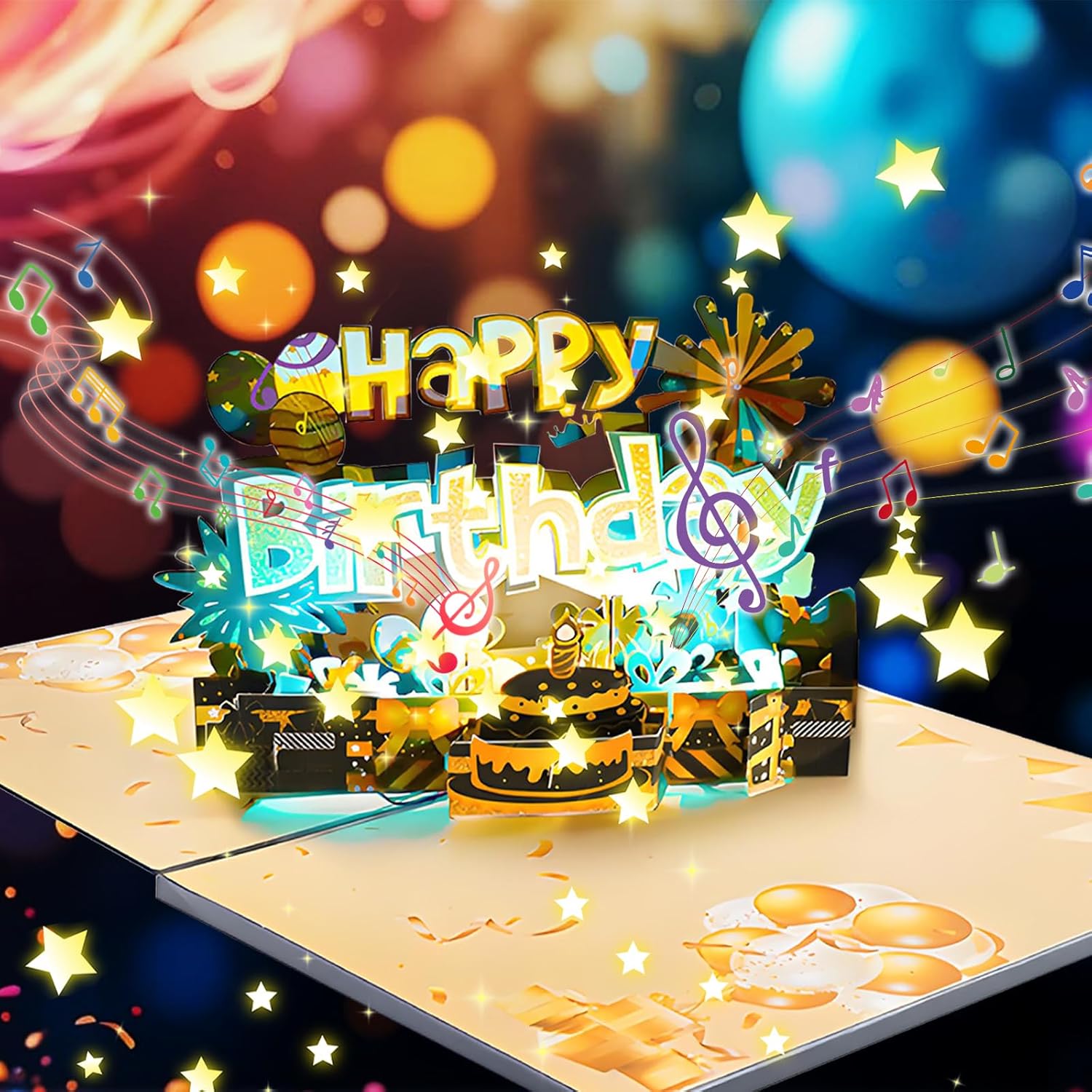 Thumbnail 3 de Joycabin musikalische Geburtstagskarte mit Licht & 3D-Pop-up „Happy Birthday“ (inkl. Umschlag)
