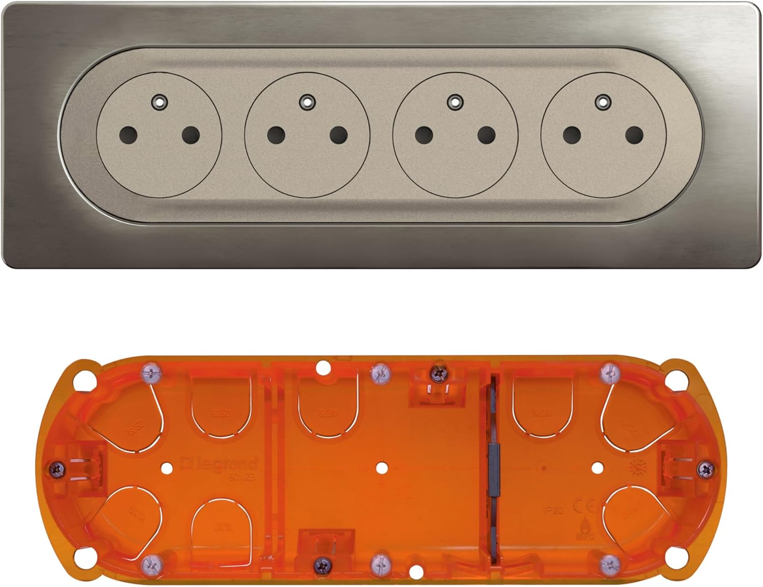 Thumbnail 2 de Legrand Céliane Surface : prise électrique quadruple affleurante avec socle rétractable et boîte à encastrer (blanc)