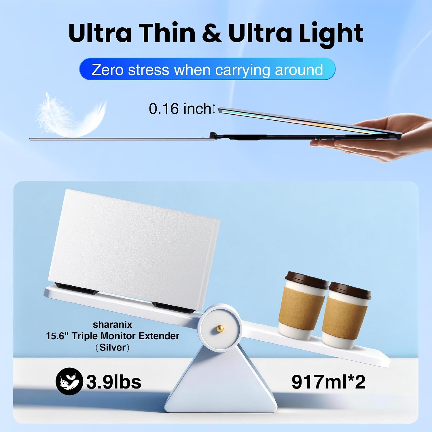 Thumbnail 2 de Laptop Screen Extender 15.6" Ultra Light Triple Monitor