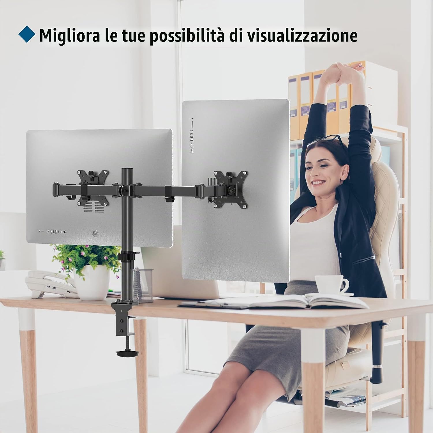 Detalle de BONTEC supporto doppio monitor VESA 75x75