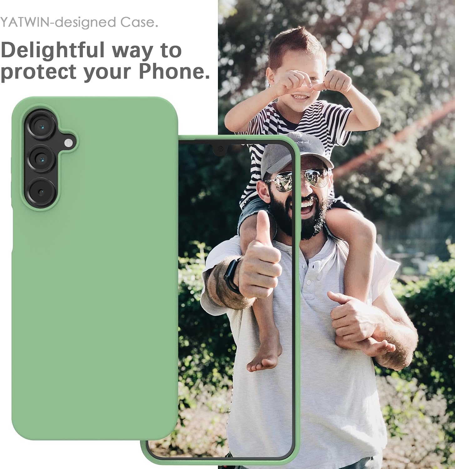 Detalle 2 de YATWIN Silicone Case for Samsung Galaxy A16 5G (Soft-Touch, Shockproof, DustProof) – Mint Green