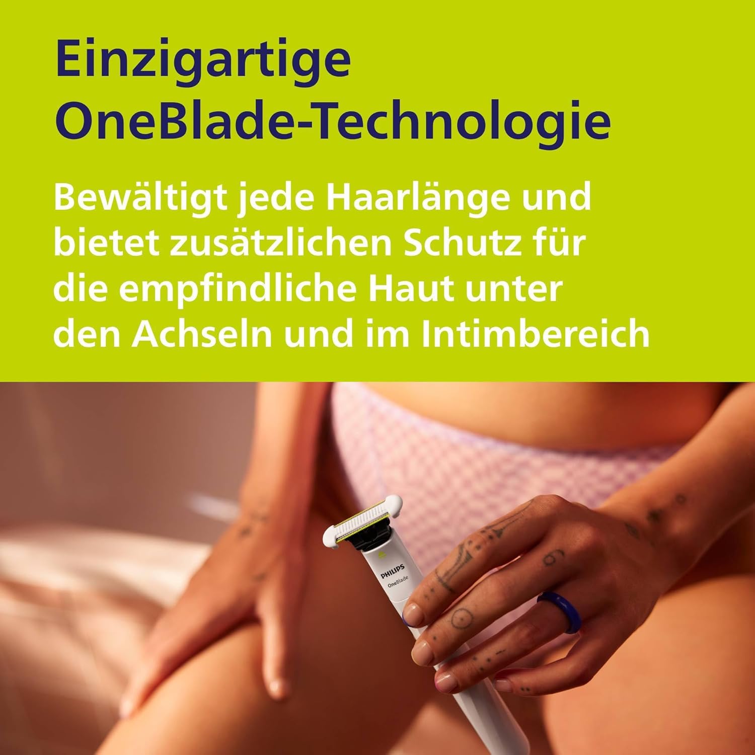 Detalle de Philips OneBlade Intimate QP1924/28 – Intimrasur, Trimmen & Rasieren mit SkinProtect