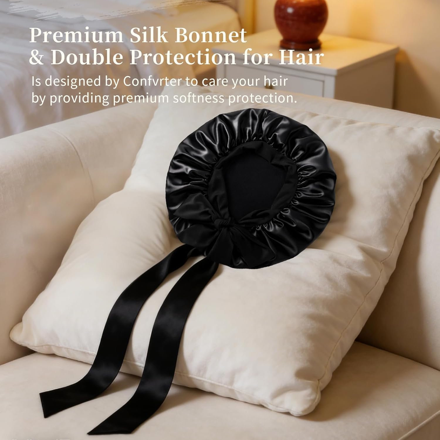 Thumbnail 1 de Confvrter Silk Bonnet Satin Bonnet for Sleeping (Large, Adjustable) — Comfort, Hair Protection, and Everyday Use