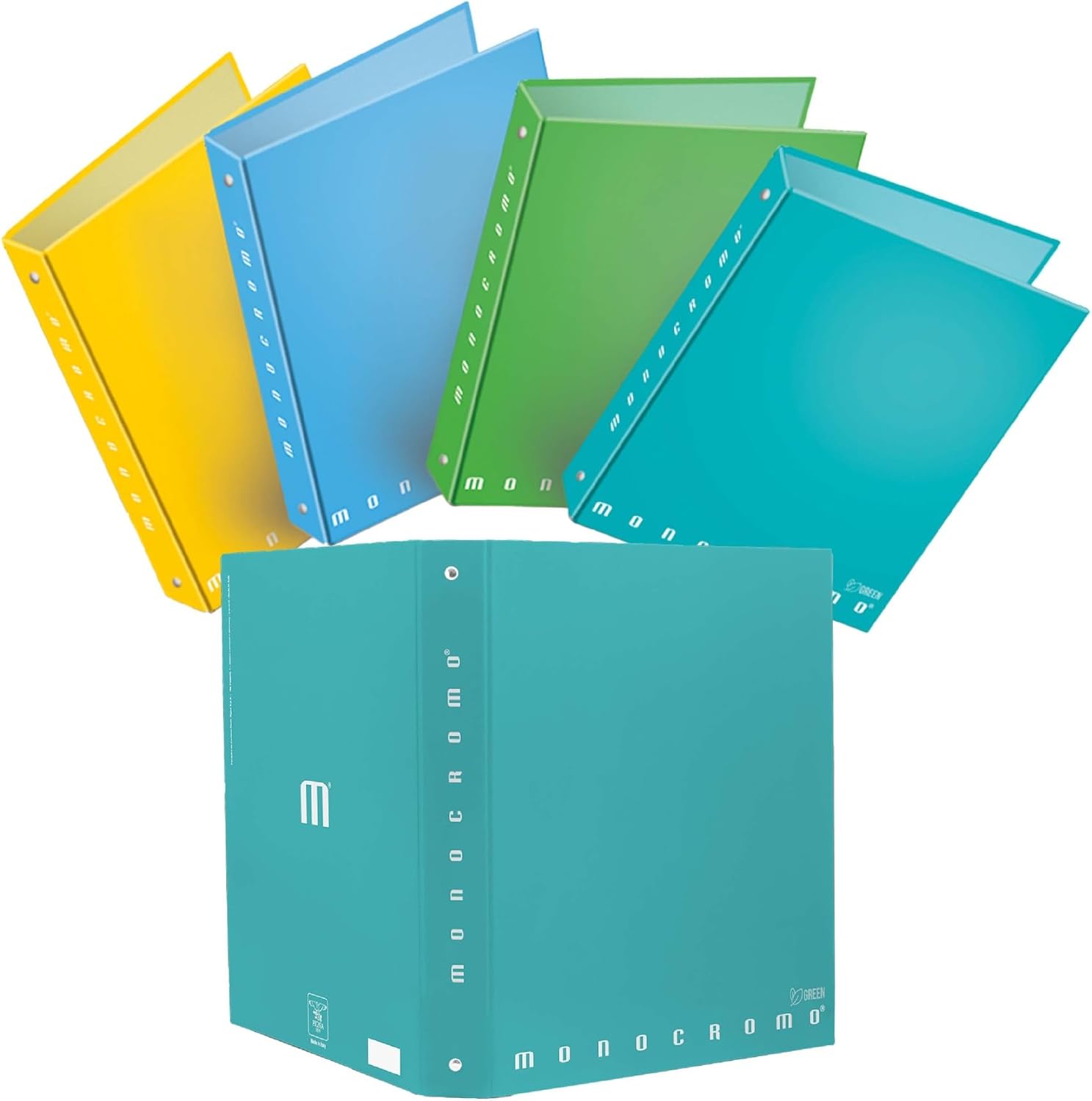 Pigna MONOCROMO GREEN Raccoglitore con anelli f.to A4 (27x32 cm) - 5 pezzi