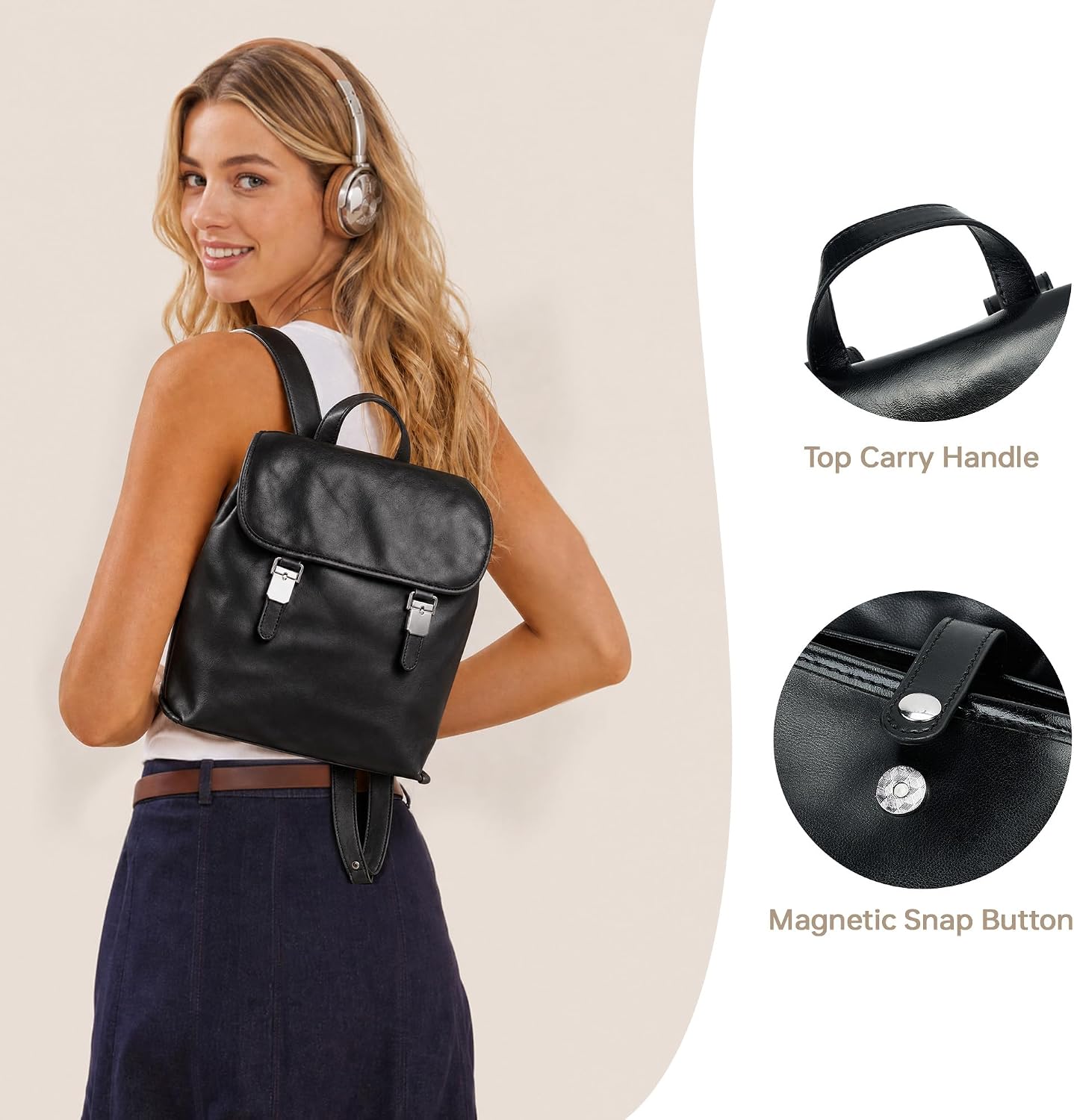 Detalle de Goinsound Small Backpack Purse in Vegan Leather