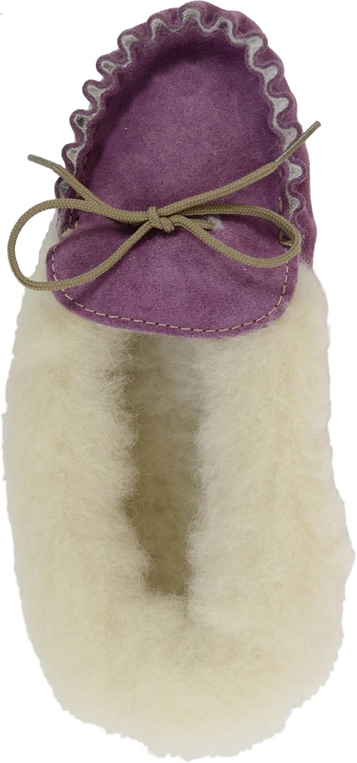 Detalle de SNUGRUGS Ladies Beige/Camel Suede Moccasin Slippers with Wool Lining