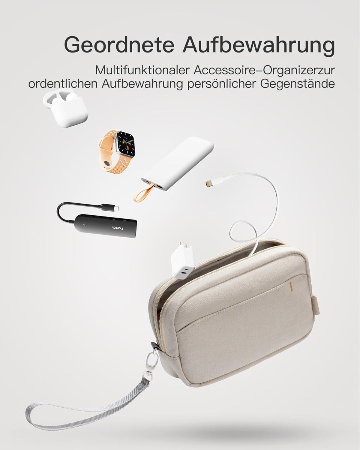 Thumbnail 1 de Inateck Kabeltasche Elektronik-Organizer (spritzwasserfest, 600D RPET) – Reise-Zubehör für Maus & USB-Stick