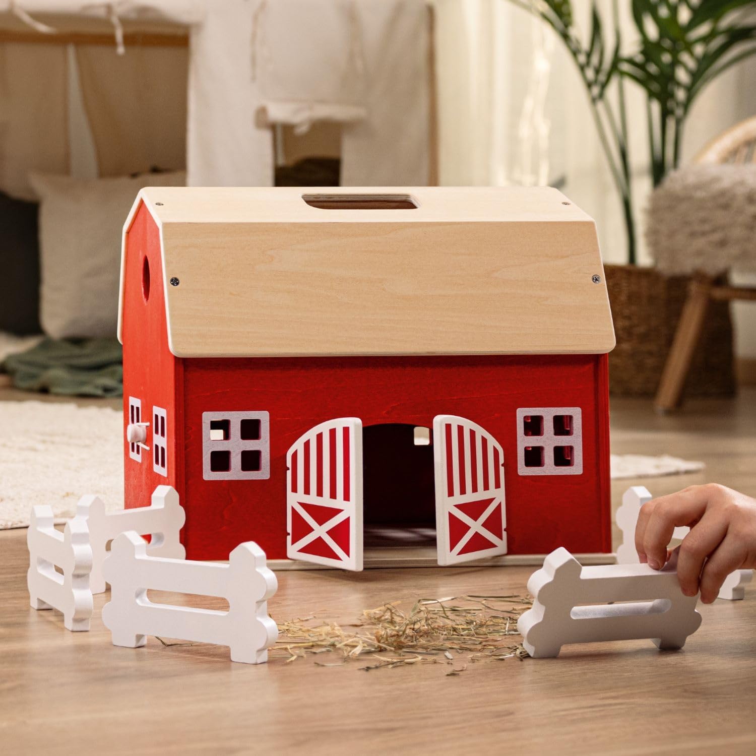 Thumbnail 1 de Schleich FARM WORLD Großer Bauernhof aus Holz 42602 – klappbares Set mit Haus, 6 Zäunen & Zubehör (7-teilig)