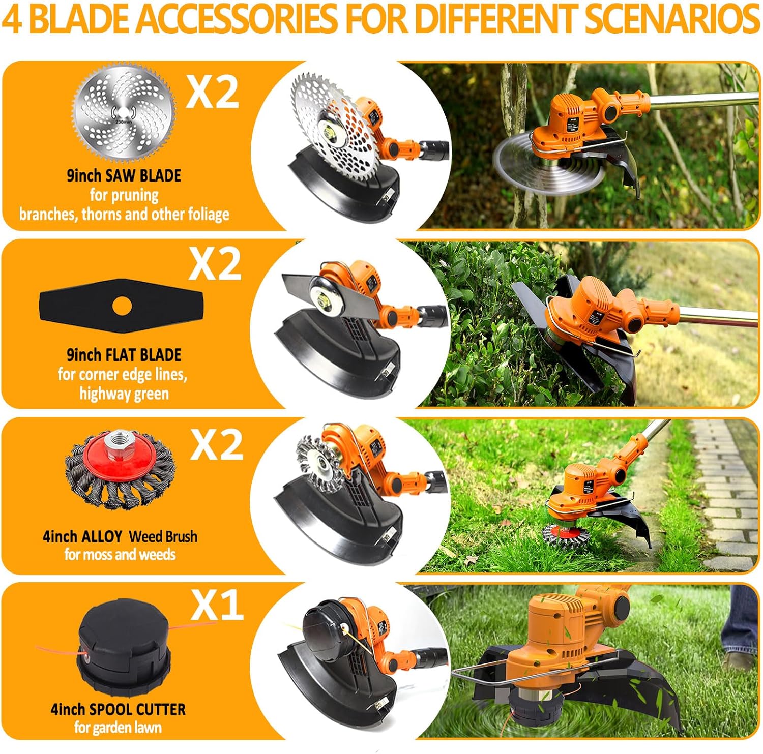 Thumbnail 1 de Cordless Grass Trimmer 21V Strimmer with 2 x 4000mAh Batteries and 4 Types Blades