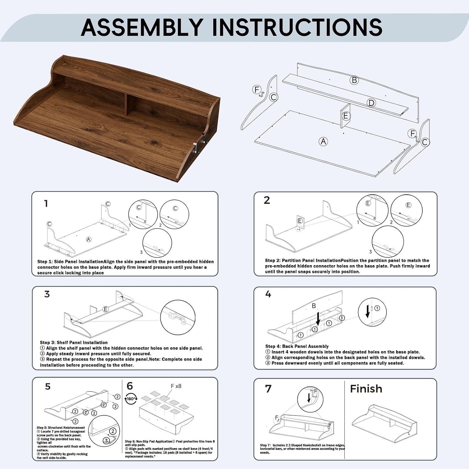 Thumbnail 6 de Erjiacun laundry table01 2-Tier Washer Dryer Countertop with Raised Edge