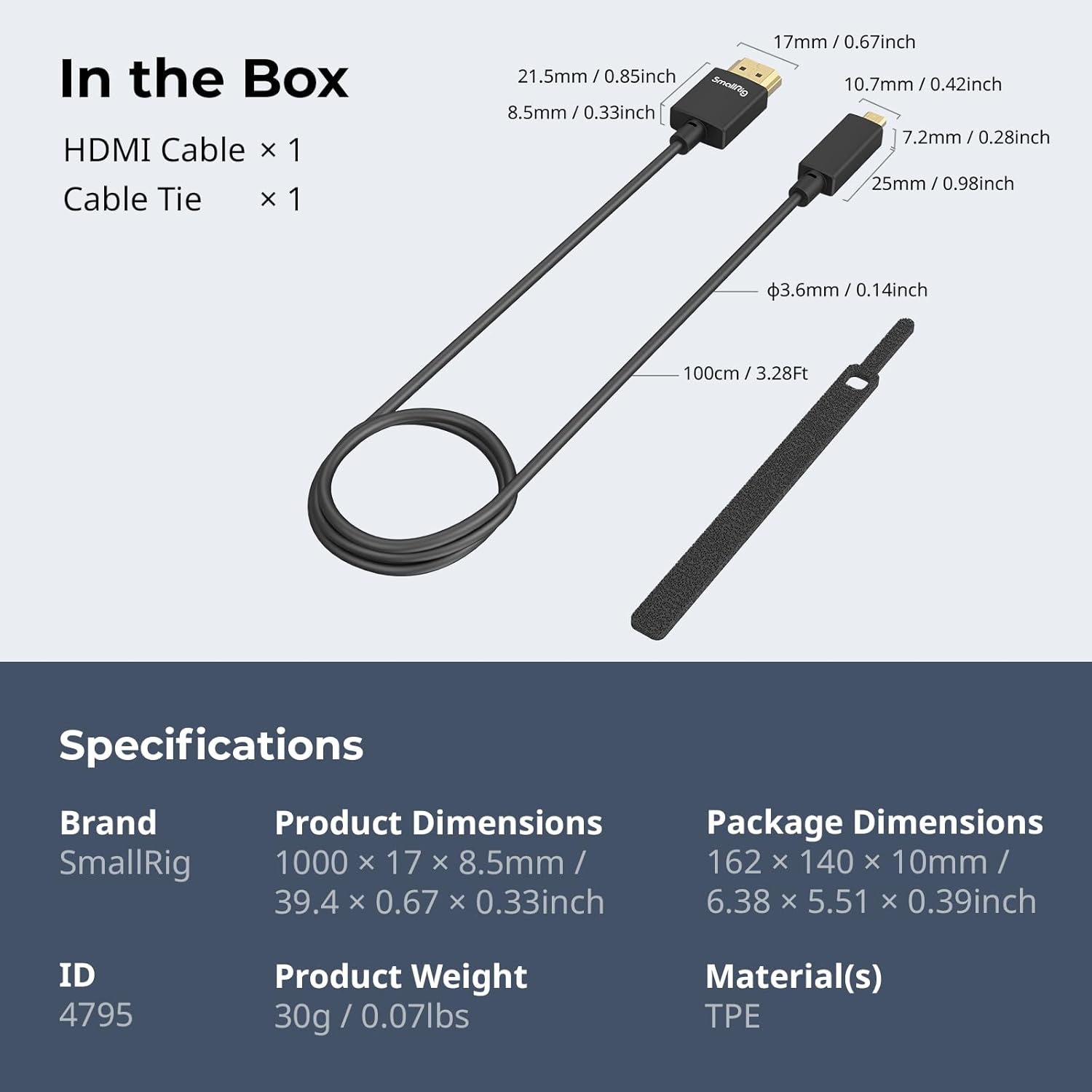 Thumbnail 5 de SMALLRIG D-auf-A HDMI Kabel 100 cm