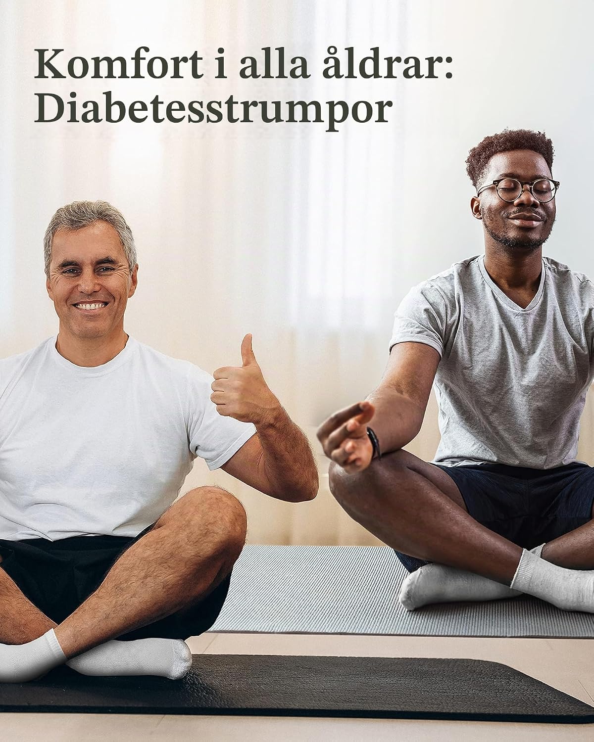 Detalle 1 de Fiera Besa diabetikerstrumpor för herr, bambuviskos, ankelhöga och sömlösa, 4-pack