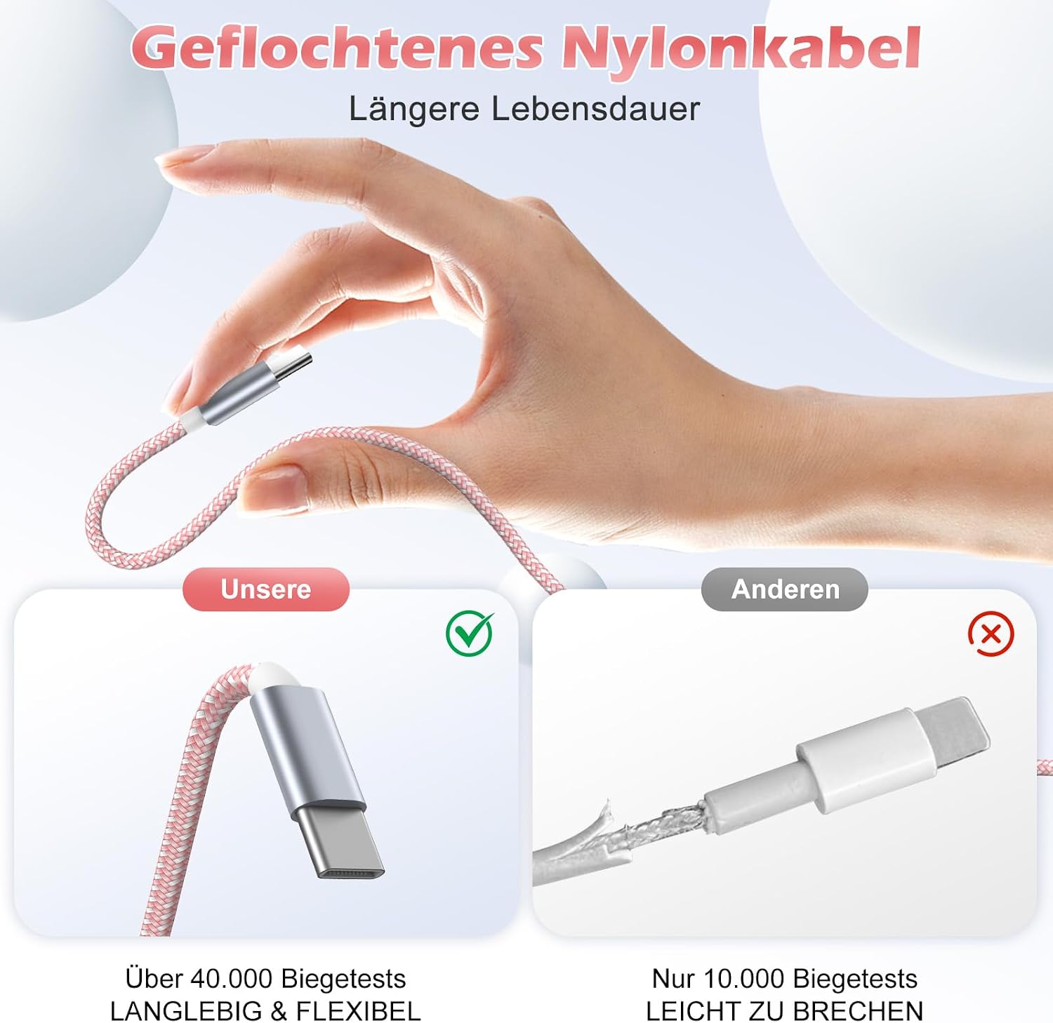 Thumbnail 4 de 3 in 2 Ladekabel 120 cm für iPhone und Watch