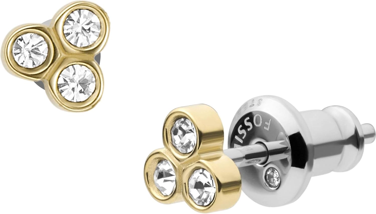 Thumbnail 2 de Fossil Orecchini da donna in acciaio inossidabile con chiusura a moschettone, finitura oro pulita