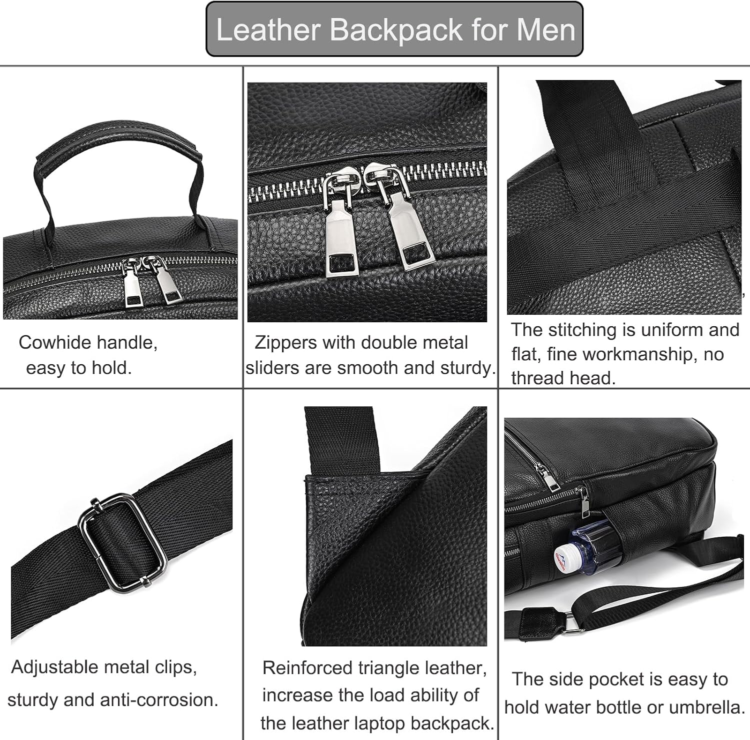 Detalle de LUUFAN Genuine Leather Laptop Backpack