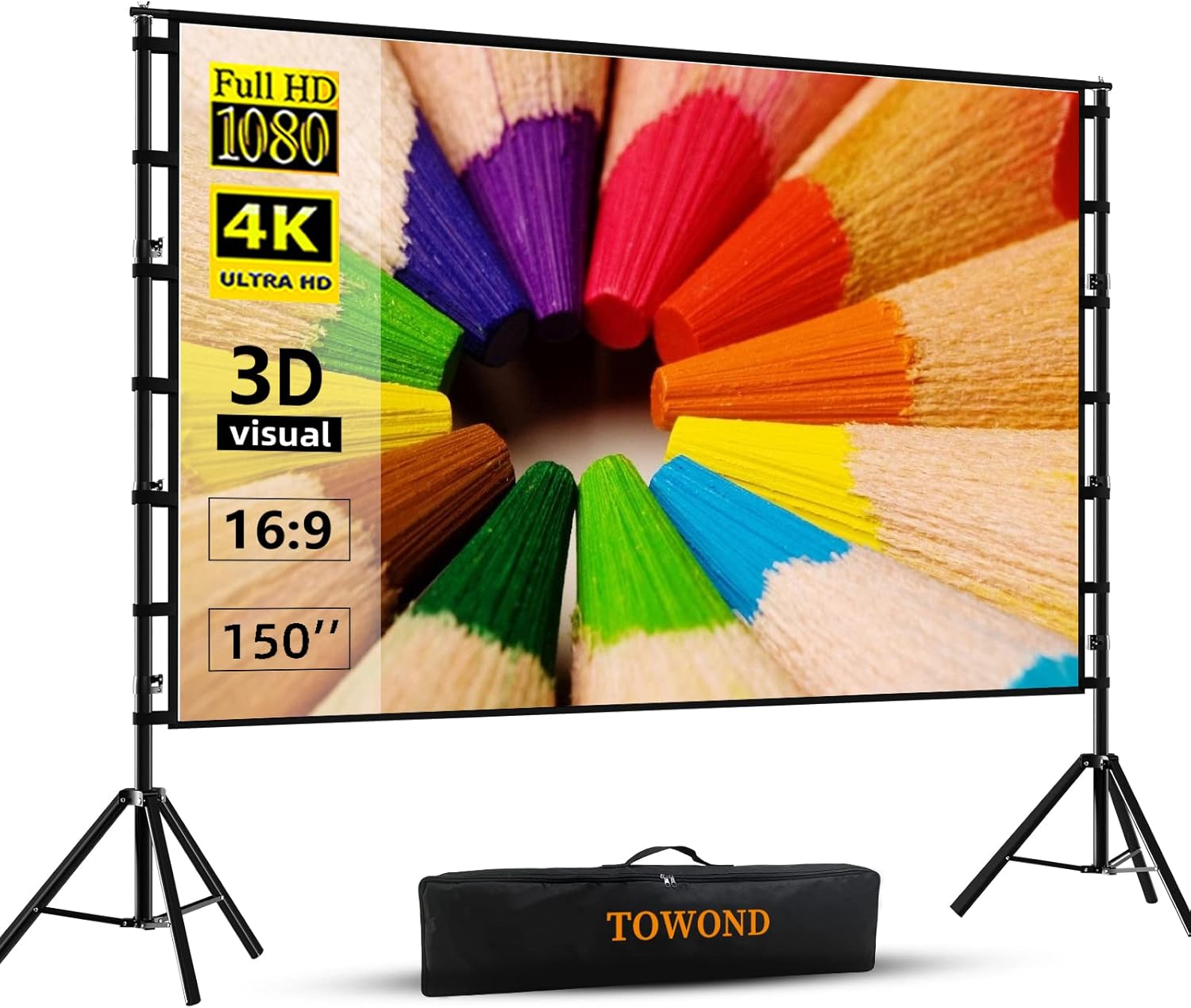 Detalle de TOWOND Projector Screen 150-inch 16:9 Portable 🎥
