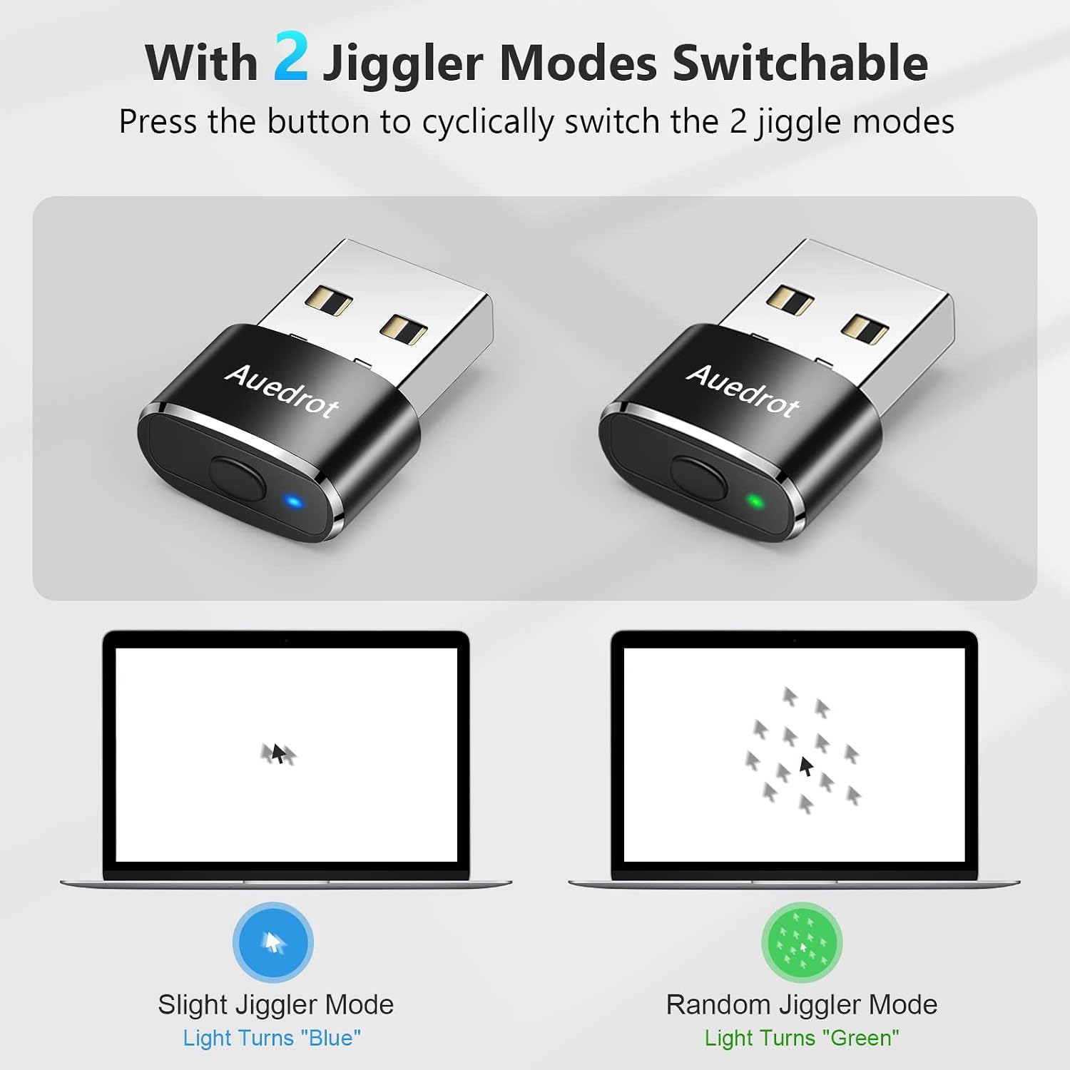 Detalle de AUEDROT Mouse Jiggler (USB) mit Schaltertaste, 2 Jiggler-Modi, treiberfrei, Plug & Play – Schwarz