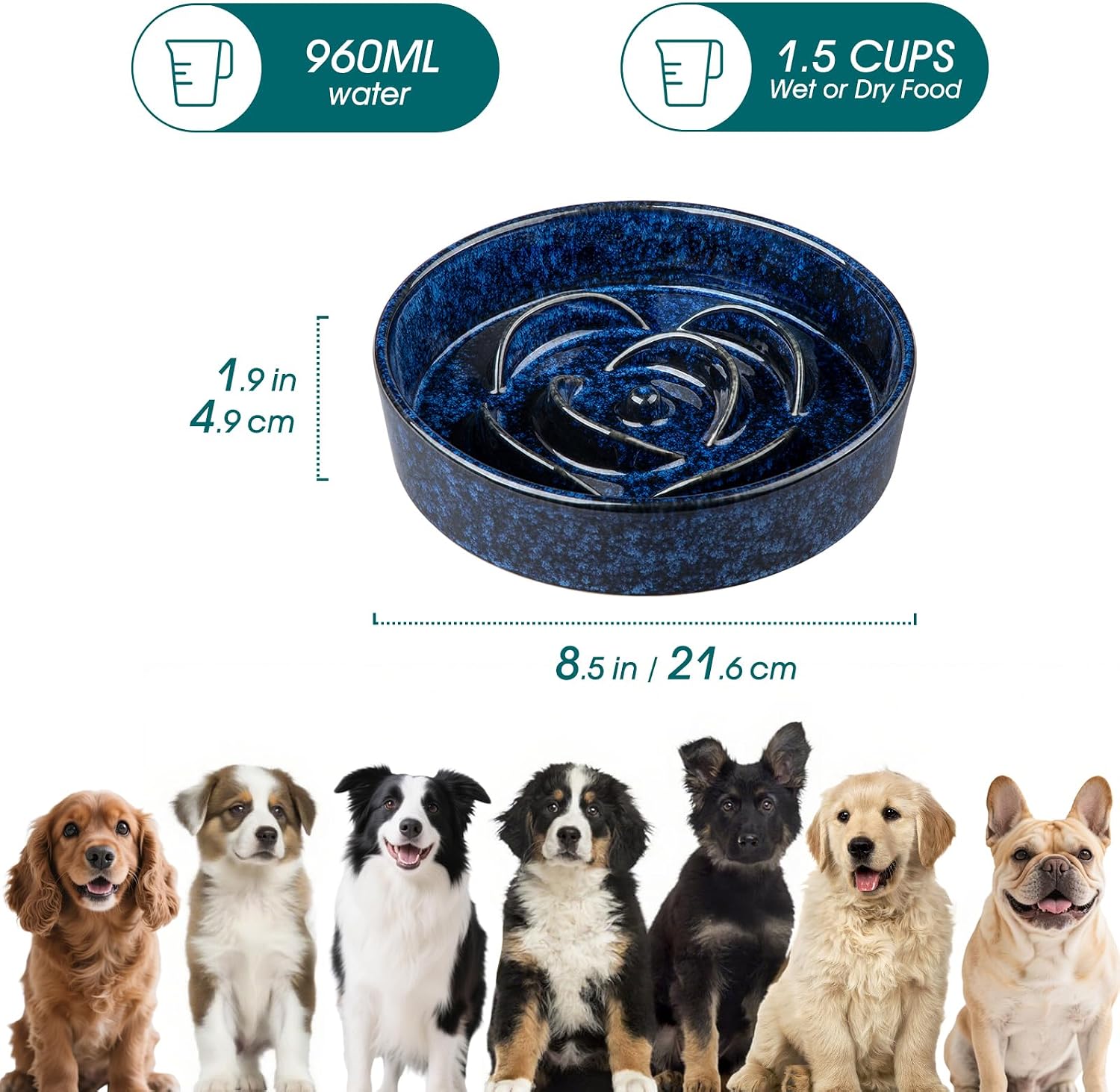 Detalle de vancasso Flower slow feeder bowl 960ml