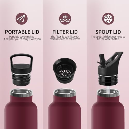 Detalle de HoneyHolly Botella Agua Acero Inoxidable 1 L termo para deporte 🚰