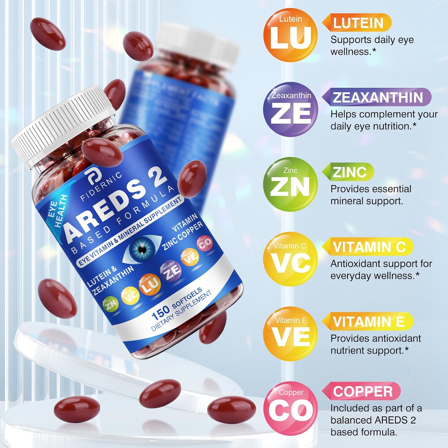 Detalle de FIDERNIC AREDS 2 Eye Vitamin & Mineral Supplement, 150 Softgels