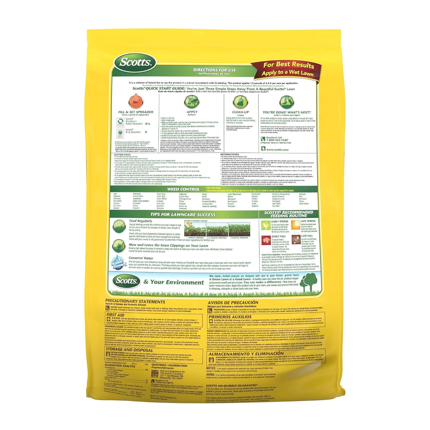 Detalle de Scotts 25006A Turf Builder Weed & Feed3 Lawn Fertilizer, 5,000 sq. ft.