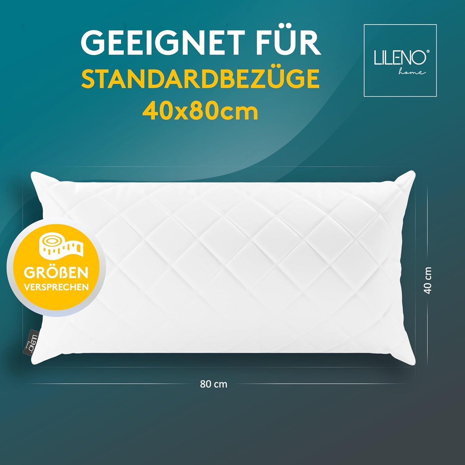 Detalle de LILENO HOME 2er Set Kissenfüllung 40 x 80 cm – 95°C waschbar, ideal für Allergiker