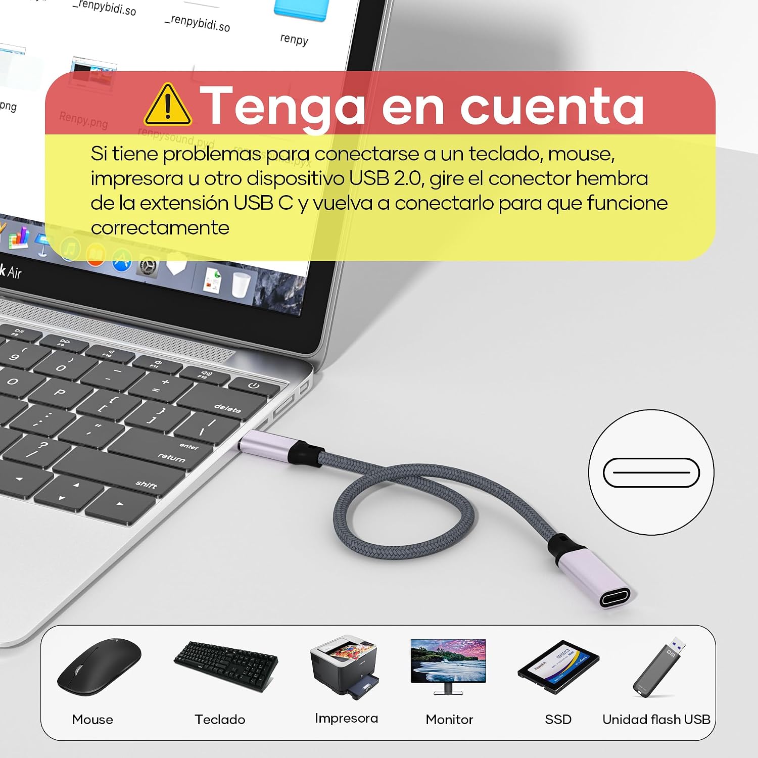 Thumbnail 5 de Cable USB C 1M 20 Gbps 240W - Compatible iPhone y MacBook 🔌