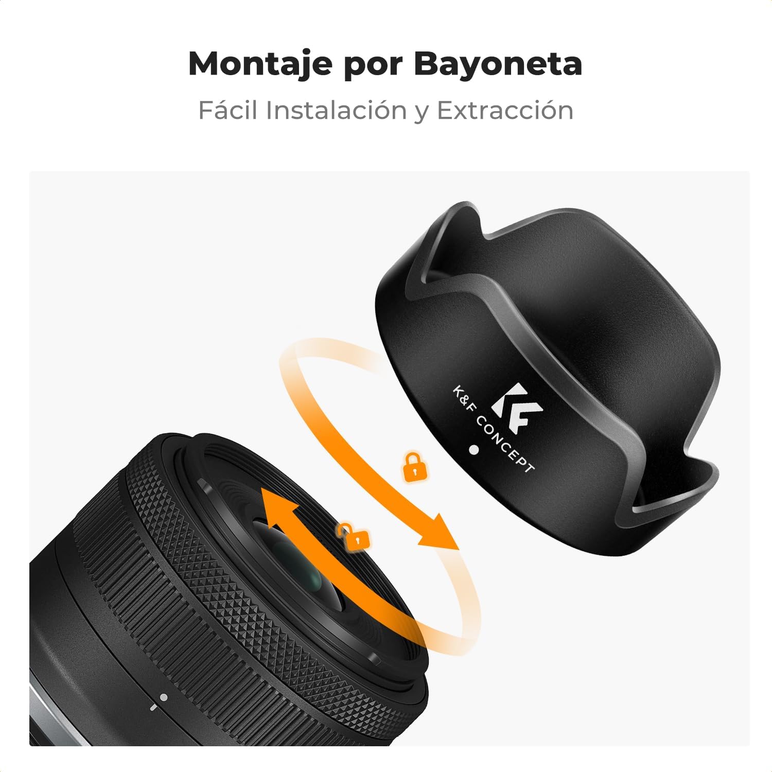 Detalle de K&F Concept EW53 parasol reversible para Canon 49 mm