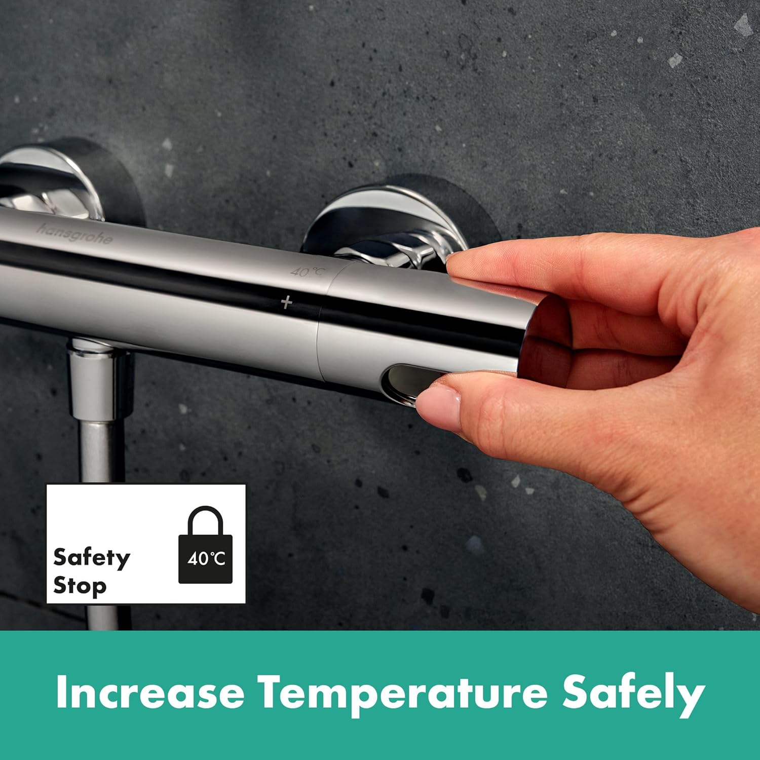 Thumbnail 3 de Hansgrohe Ecostat Element Duschthermostat Aufputz – EcoStop+, SafetyStop bei 40°C, Chrome (13346000)