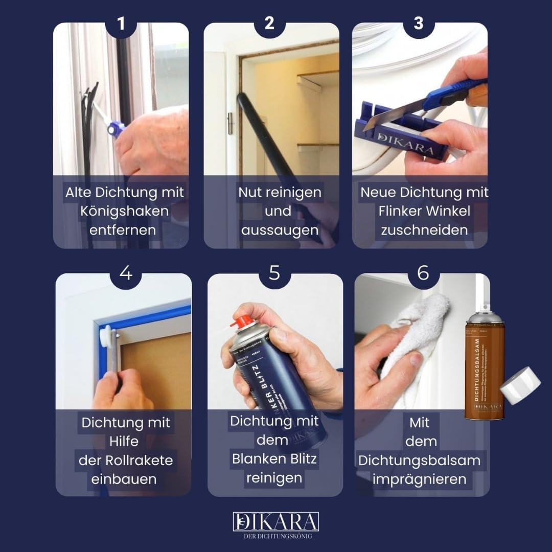 Thumbnail 6 de Dikara Stahlzargendichtung Grau 5 m – Türdichtung gegen Zugluft, Lärm & Staub (Dichtungsbreite 14 mm, Höhe 17 mm)