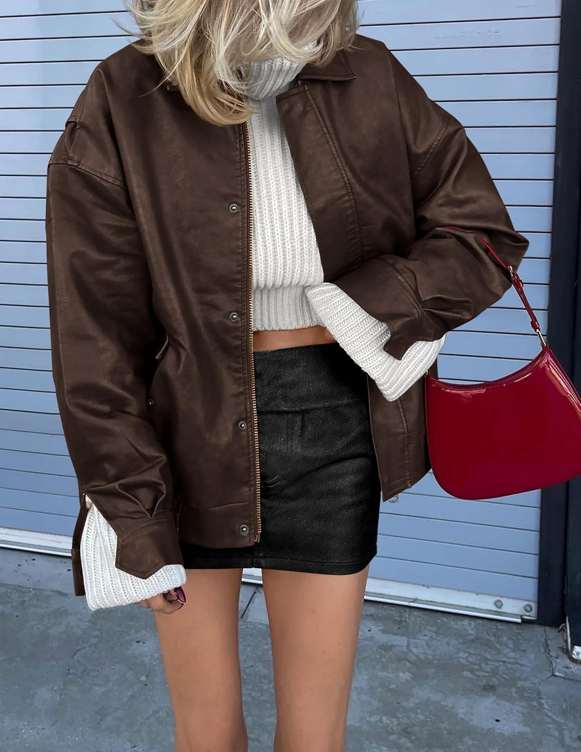 Thumbnail 3 de PRETTYGARDEN Women's Faux Leather Motorcycle Jacket