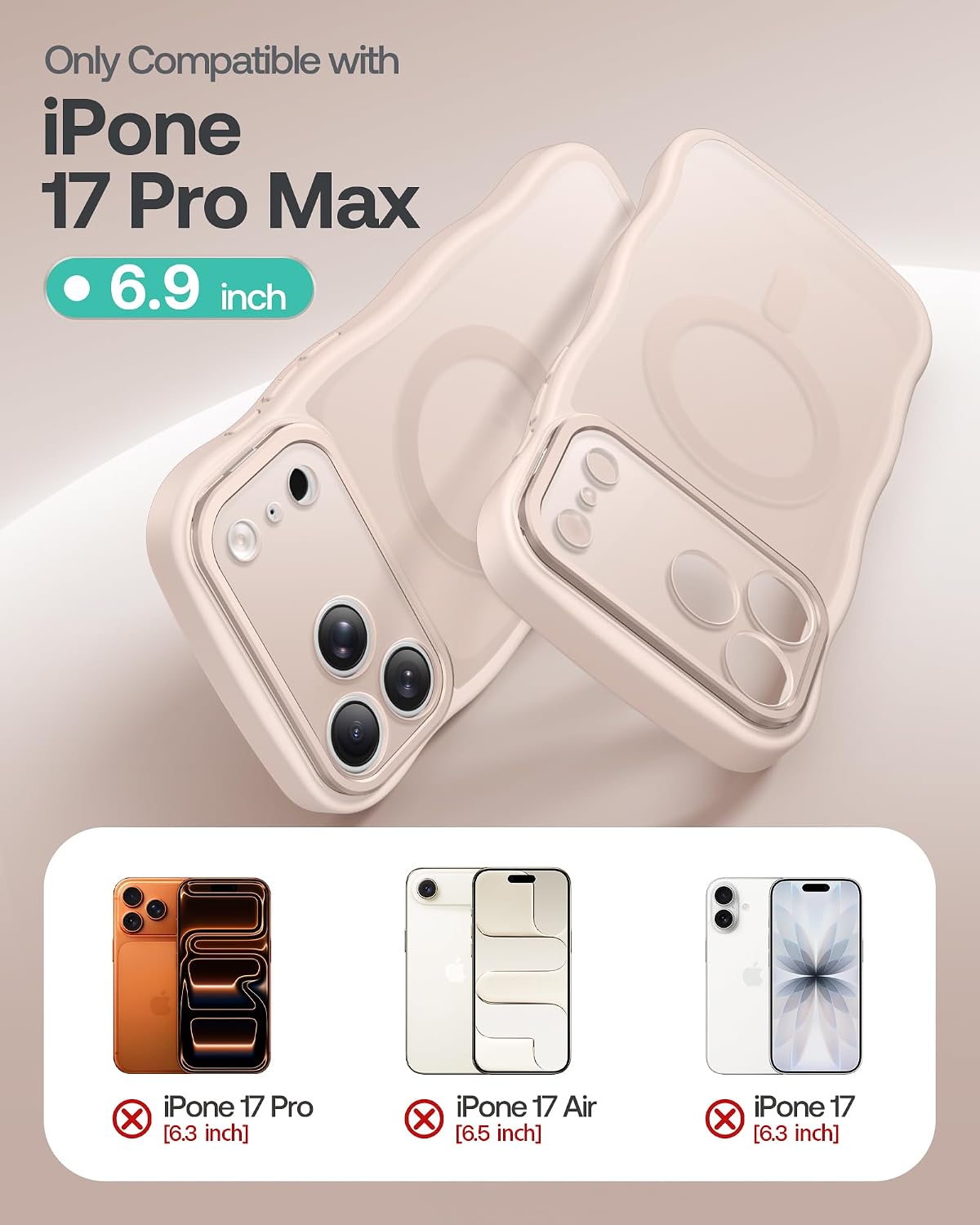 Detalle de GolbinBox for iPhone 17 Pro Max Case with Stash Stand, MagSafe Compatible, Full Camera Protection (6.9 in), Rose Gold