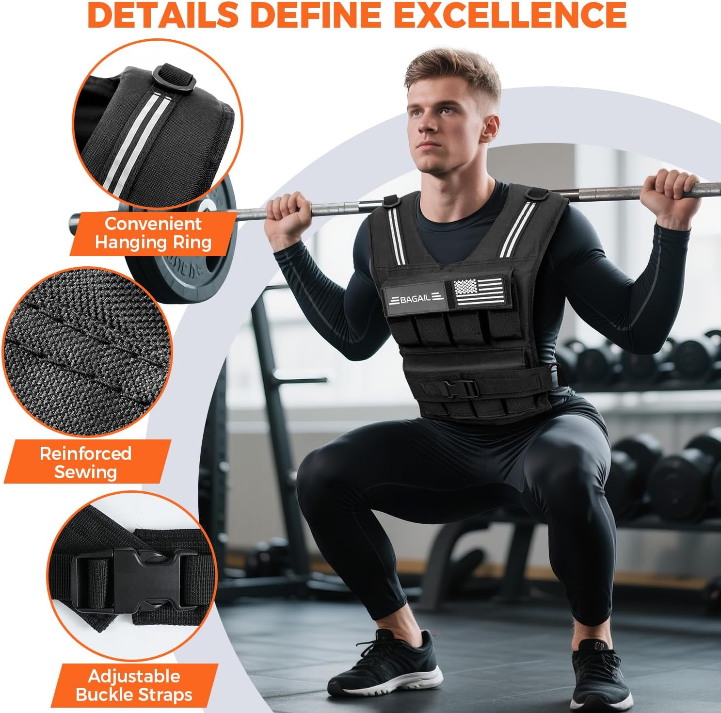 Thumbnail 4 de BAGAIL Weighted Vest for Strength Training – Adjustable, Reflective, and Built to Last