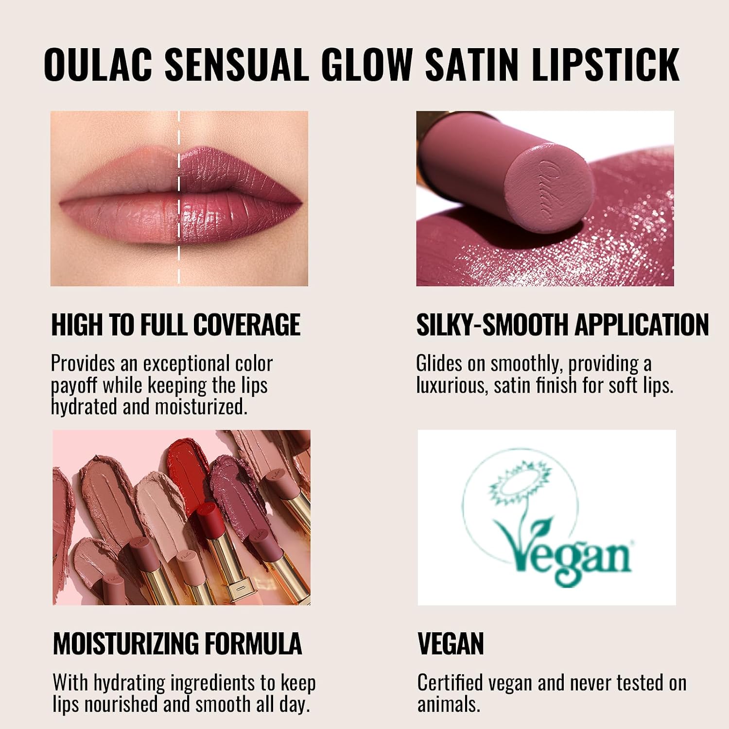 Detalle de Oulac Nude Satin Lippenstift SG02, 4 g