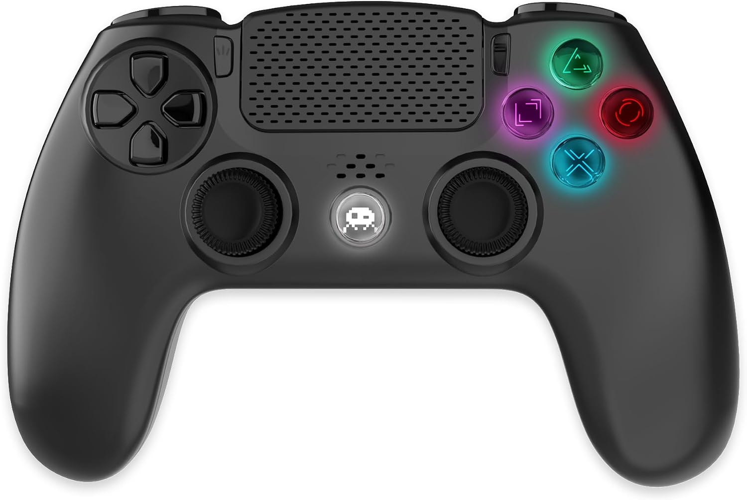Detalle de Freaks and Geeks Manette sans fil noire pour PS4 avec prise jack et boutons lumineux