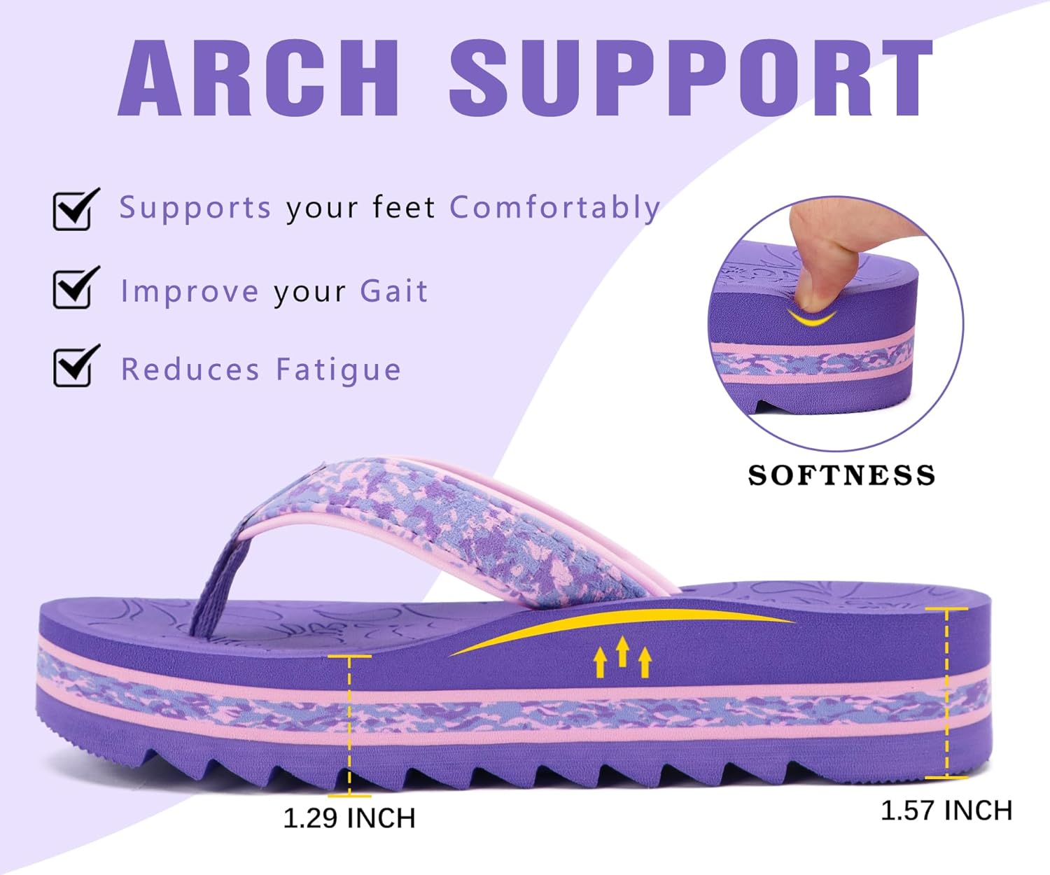 Detalle de ONCAI Women's Flip Flops: Fashion Platform Wedge Sandals with Arch Support