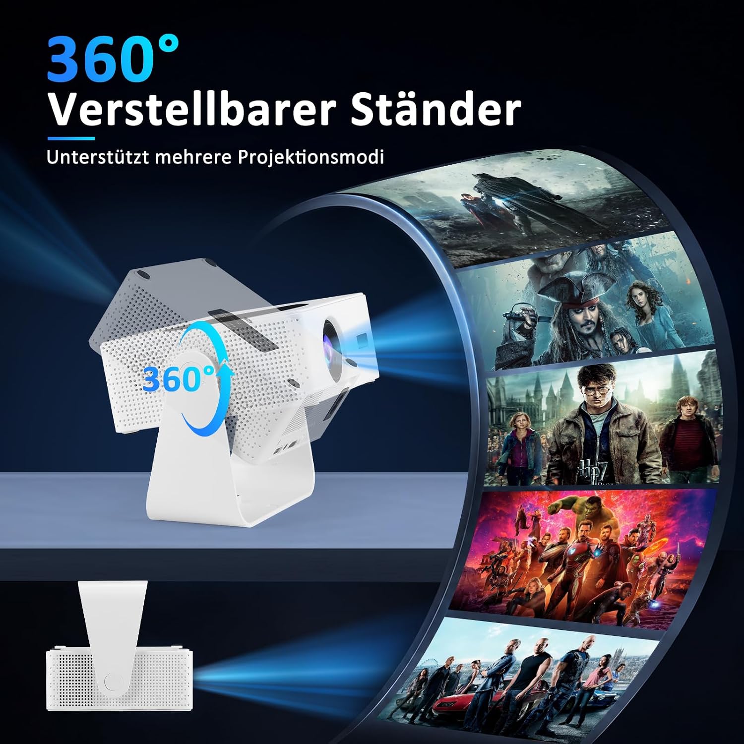 Detalle de 2026 Neuer Smart Mini Beamer mit integriertem Android 13 – Tragbar, 4K-Decoding, Full HD 1080p