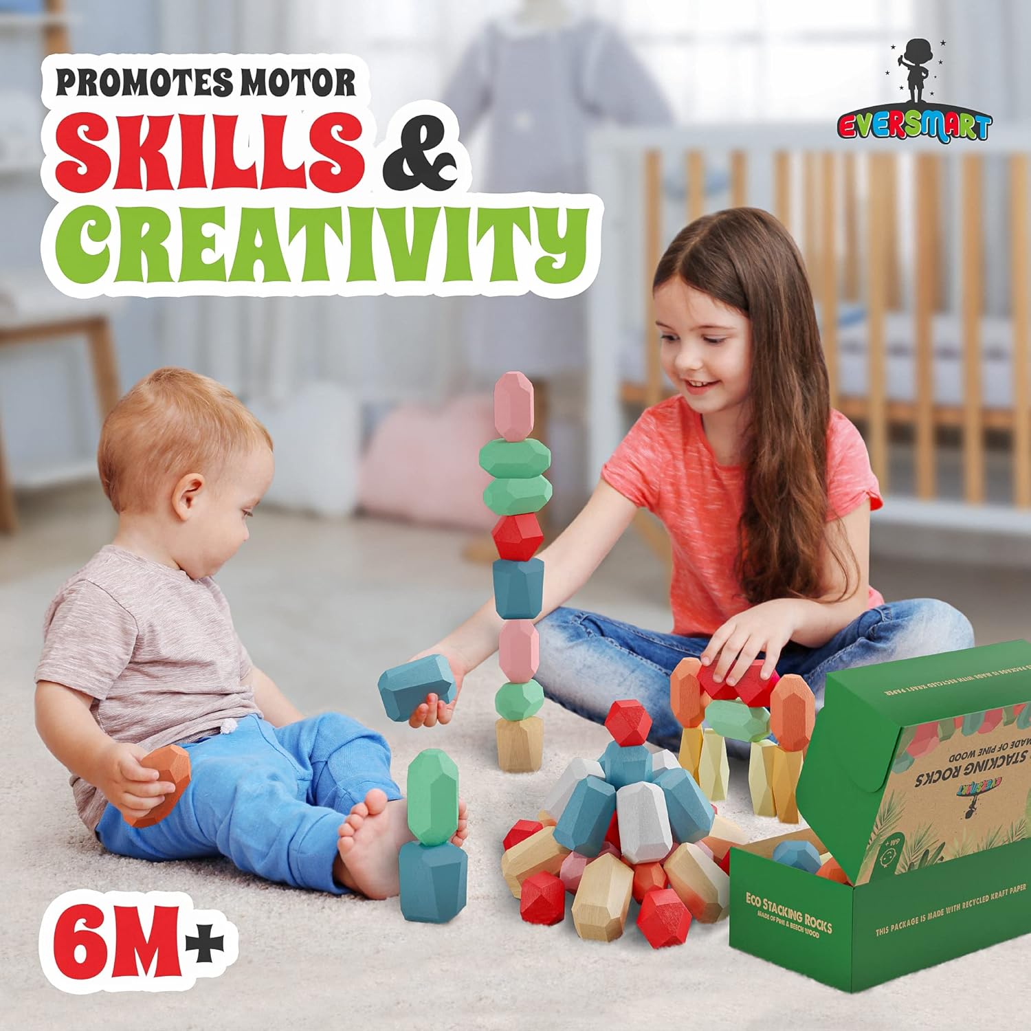 Detalle 2 de EVERSMART 36 Wooden Stacking Blocks