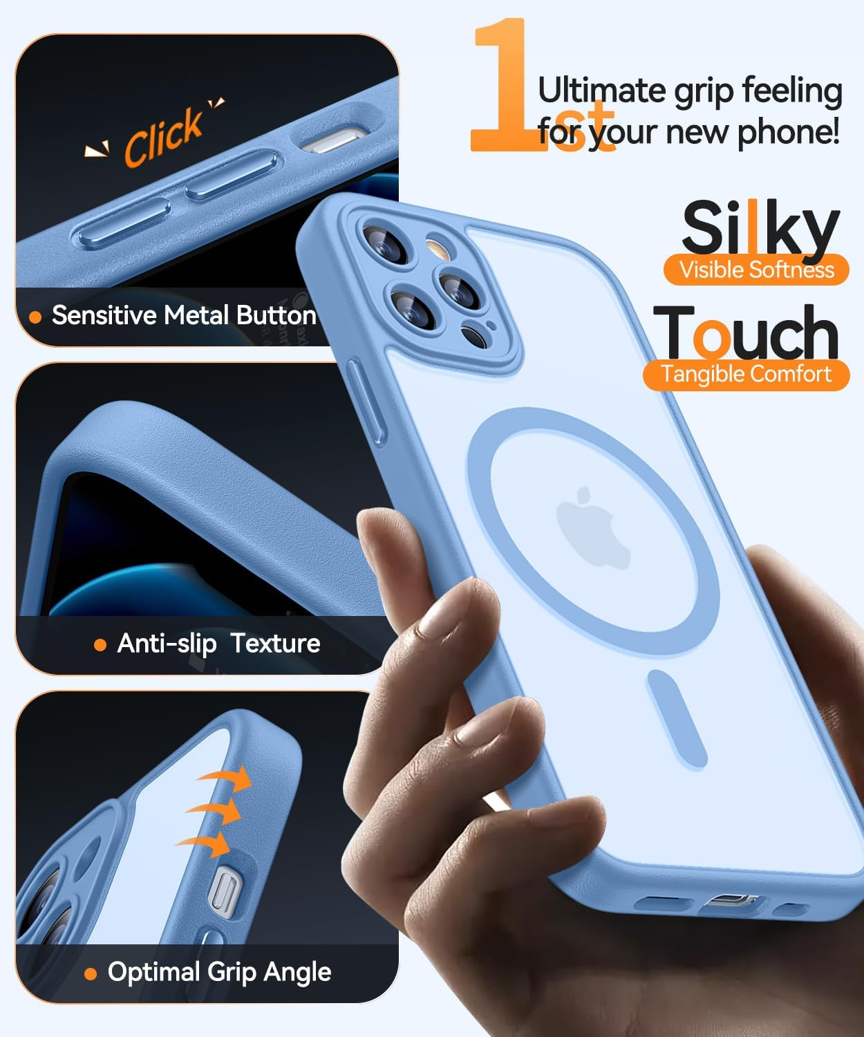 Thumbnail 4 de CANSHN Cover magnetica per iPhone 12 Pro (6,1") azzurra con protezione completa della fotocamera
