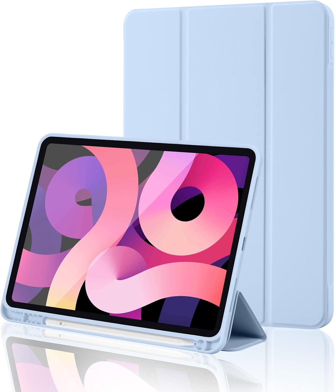 Detalle de Hülle für iPad 11. Generation (A16, 2025) & iPad 10. Generation (2022) – Hellblau mit Stifthalter, Ständer & Schlaf/Wachen
