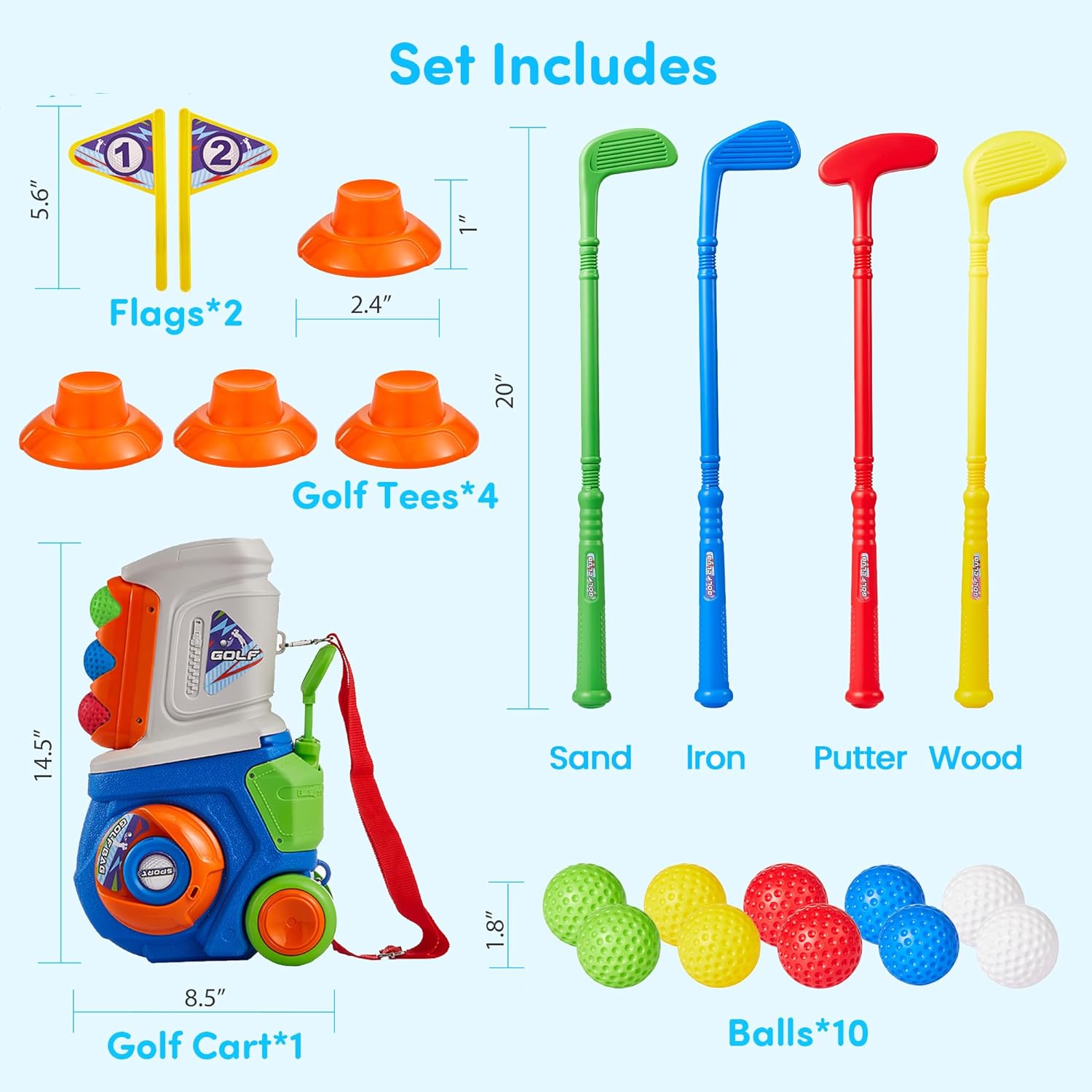 Thumbnail 5 de PJG Toddler Golf Set 4 Clubs 10 Balls