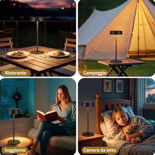 Detalle de Suright Lampada da Tavolo Solare Senza Fili per Uso Interno ed Esterno – design elegante e versatilità