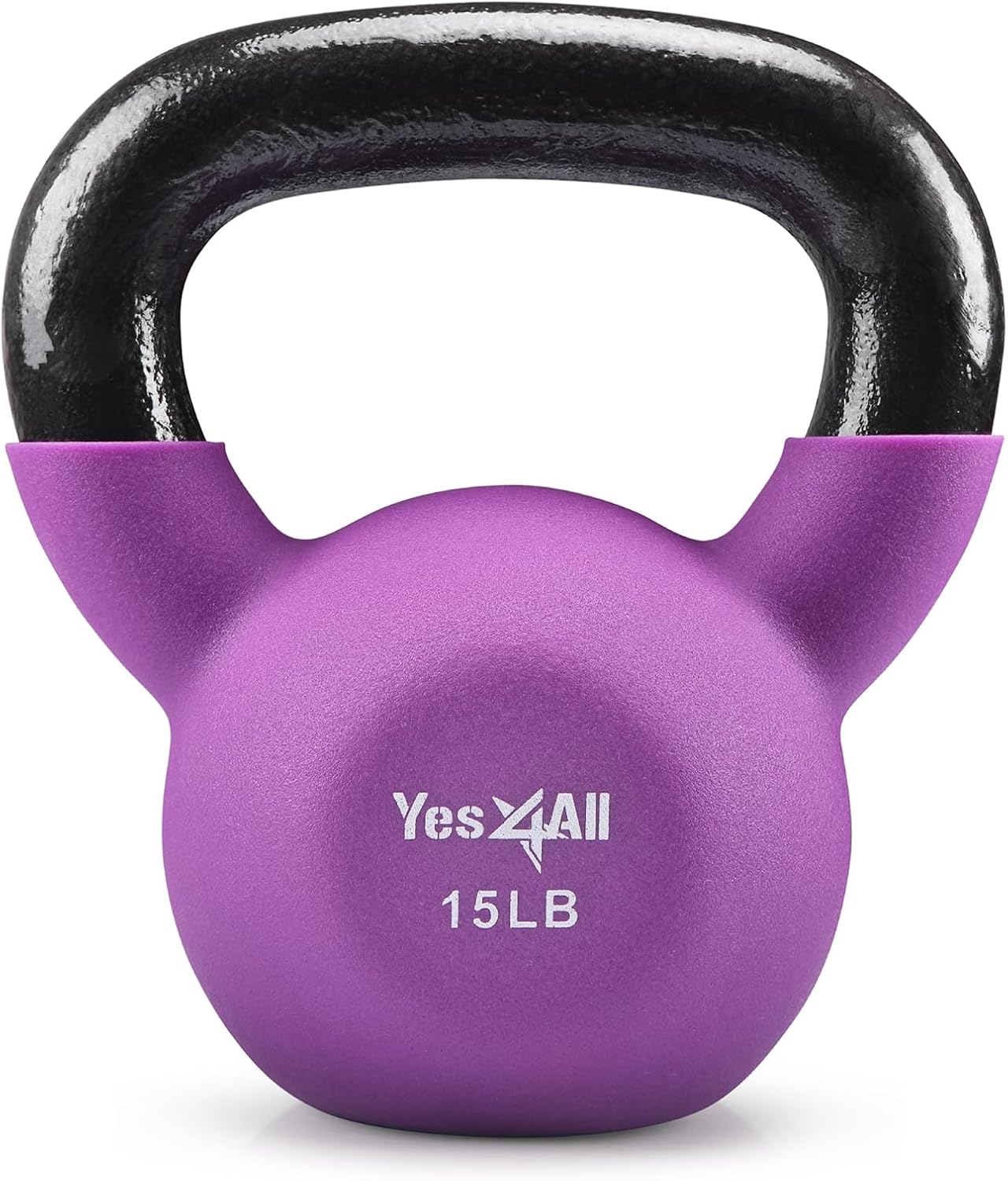 Detalle de Yes4All RKWT Neoprene Kettlebell, 15 lb Cast Iron Weight