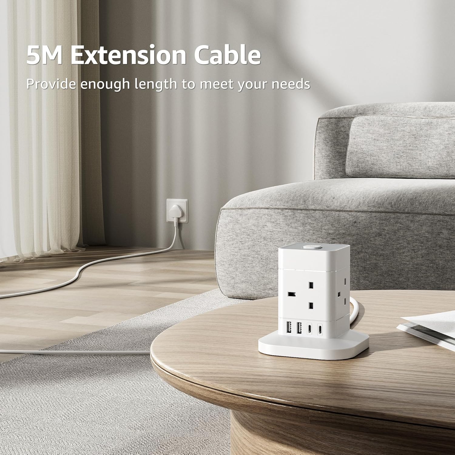 Thumbnail 6 de Hotimy 13A Cube Extension Lead 5m with USB ports 🔌